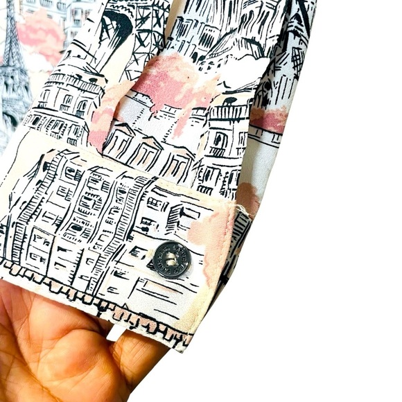 Karl Lagerfield Whimsical Print Collar Pocket Roll-Tab Shirt Dune Pink - L - Picture 8 of 12